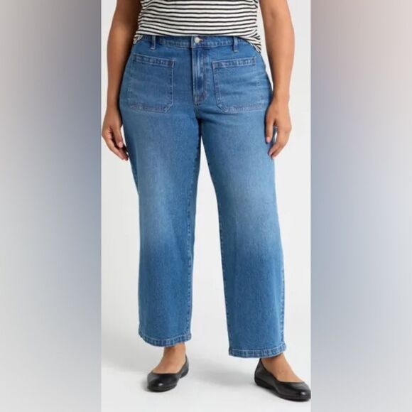 MADEWELL Curvy Perfect Vintage Wide Leg Jeans Patch Pockets - Picture 1 of 15